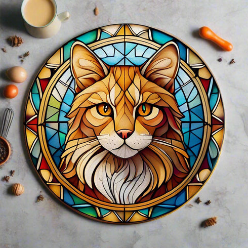 Cat Ginger Glass Suncatcher Worktop Saver